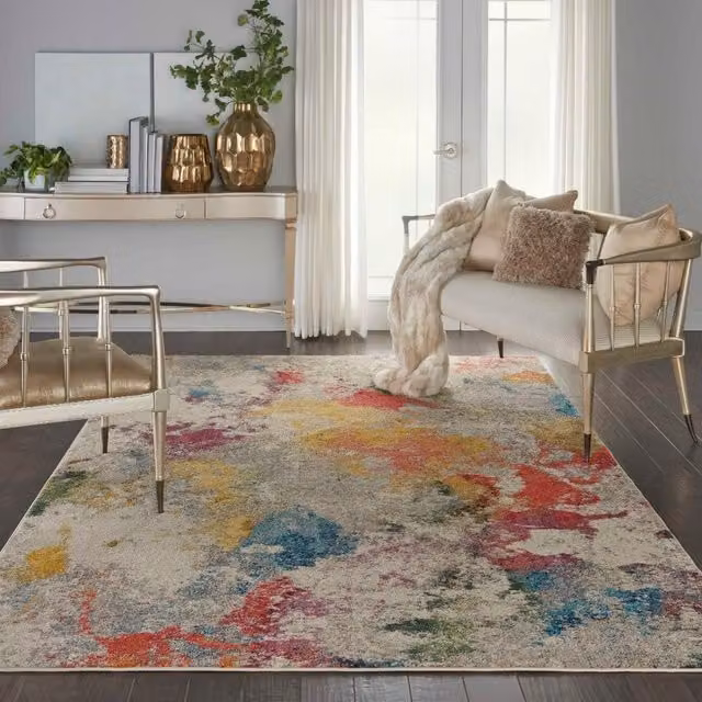 The Rug Shop UK Modern Abstract Stain-Resistant Area Rug in Beige, W: 200 cm, D: 290 cm