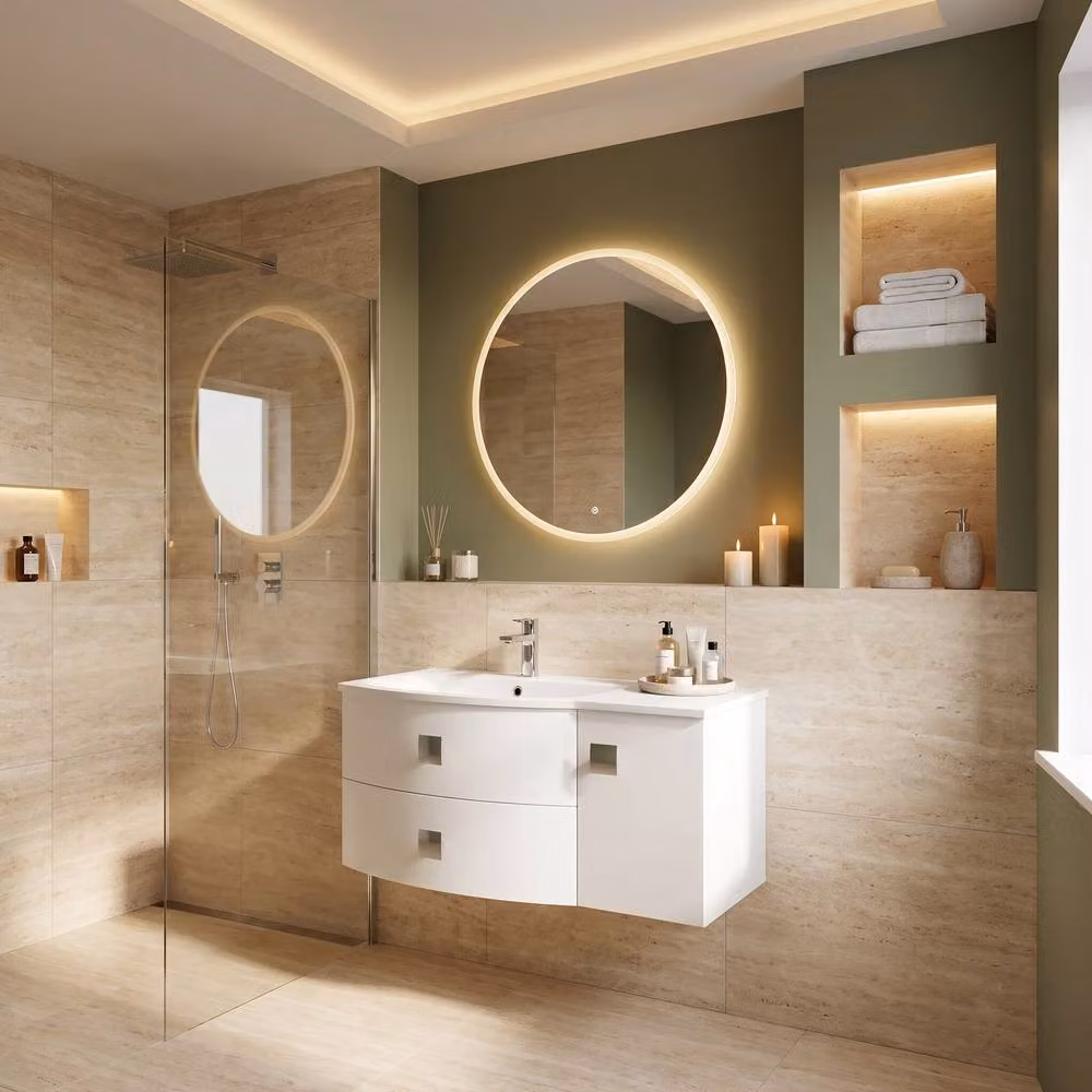 Balterley Gentleshaw Left-Hand 1 Door 2 Drawer Vanity Basin Unit, White, W: 100 cm – 2