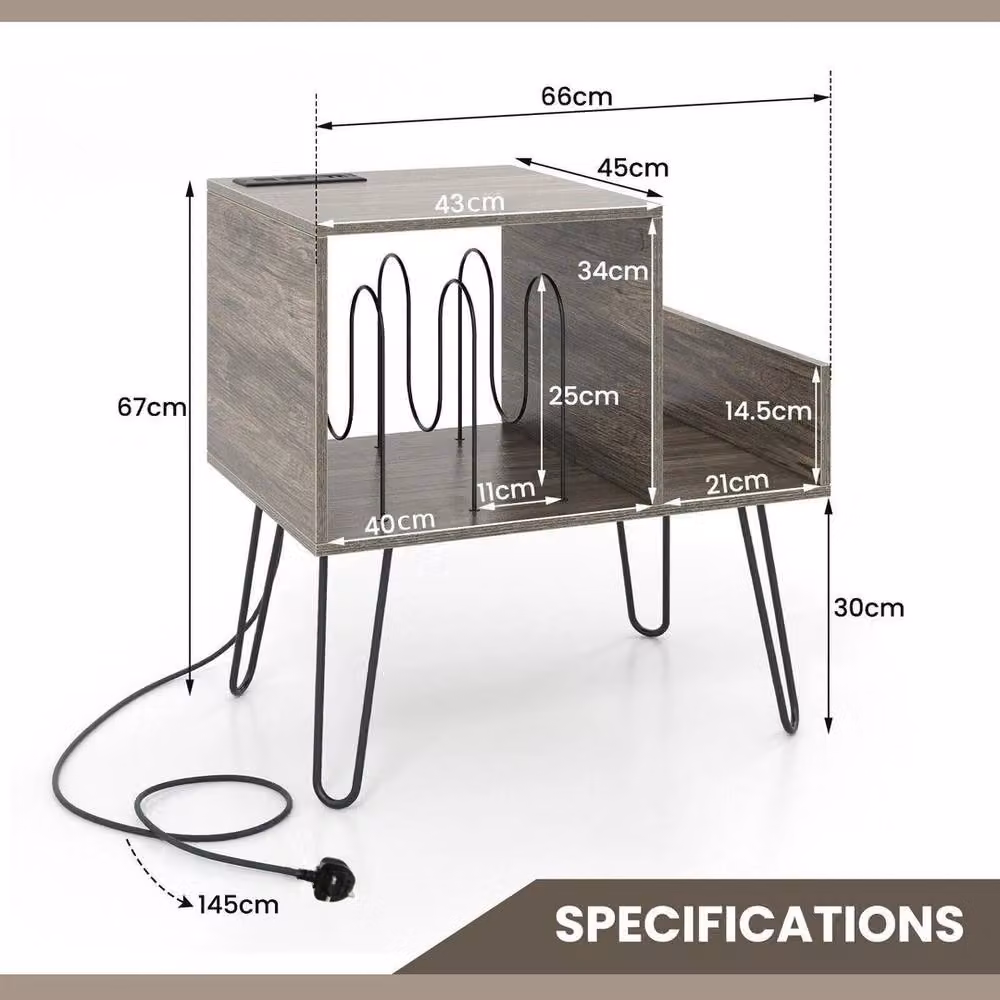 EONLION Mid-century Modern Brown End Table – 2