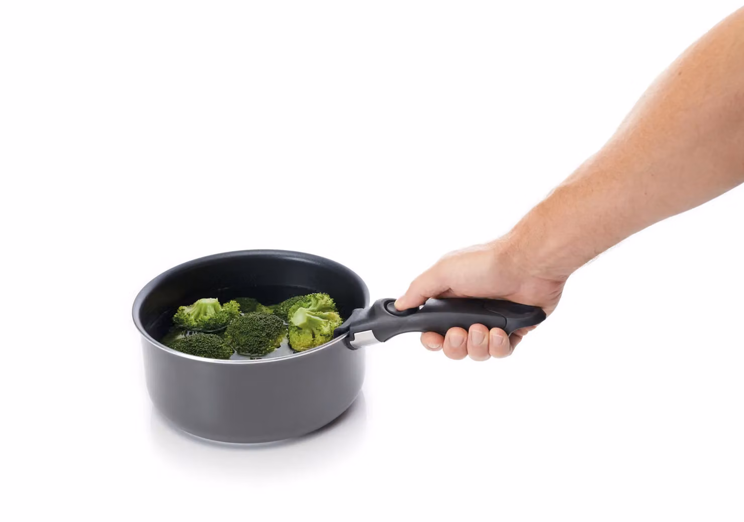 MasterClass Smart Space Set of Three Stacking Induction-Safe Non-Stick Aluminium Pans in Grey or Black – 3