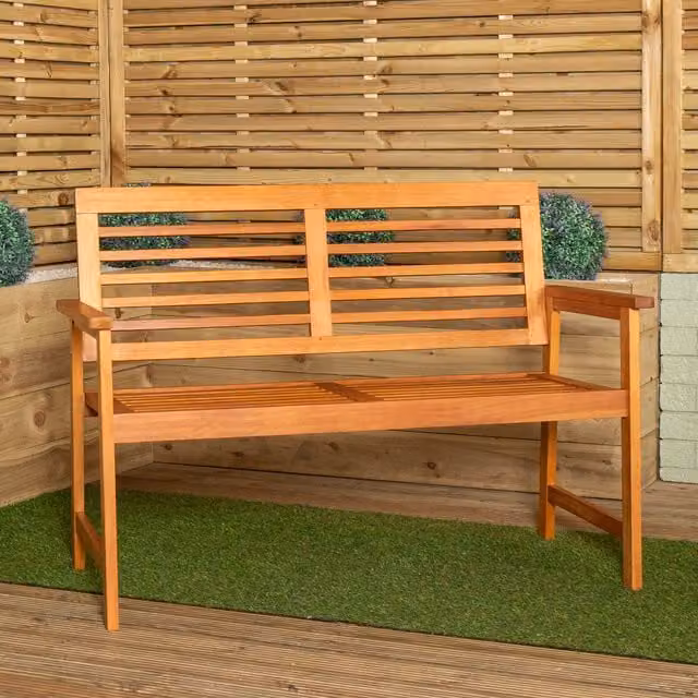 Samuel Alexander Classic Oiled Wood Garden Bench in Brown, W/D/H: 88 x 56 x 56 cm