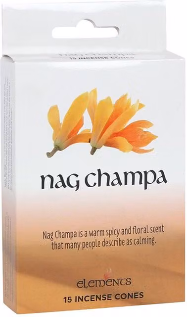 Elements Nag Champa Incense Cones, Set of 12 Packets, White and Multicolour