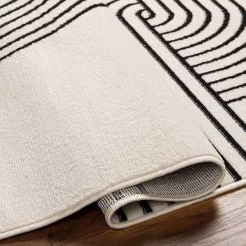 Livabliss Abstract Modern Rug in White, Black and Beige, W/D/H: 80 x 150 cm – 2