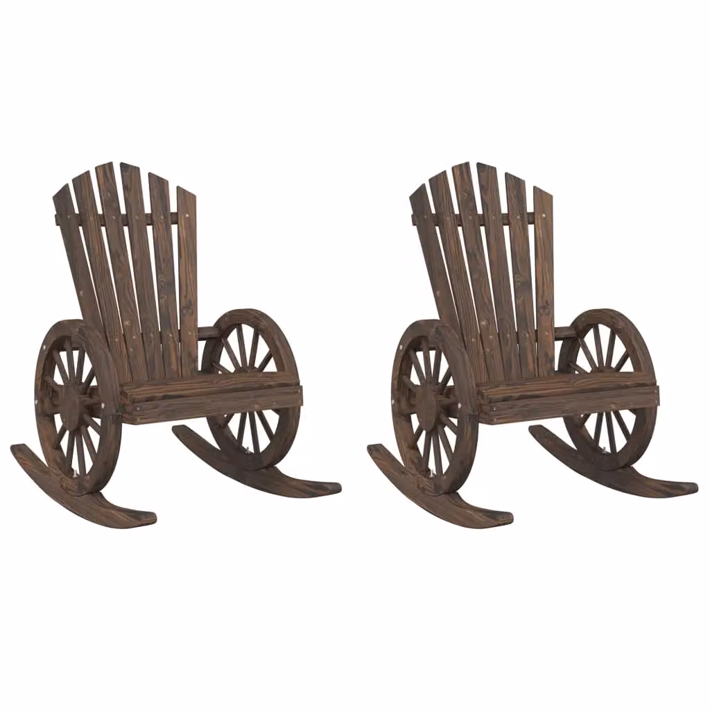 Berkfield Home Set of 2 Rocking Adirondack Chairs in Brown Solid Wood – 2