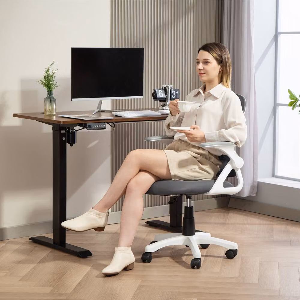 ERGOVEXA Grey Breathable Mesh Task Chair for Home Office with Armrests and 360 Degree Swivel, W/D/H: 60 x 60 x 120 cm – 3