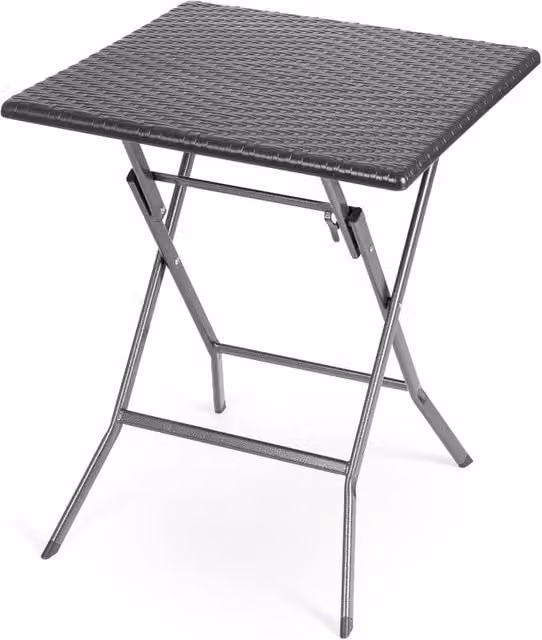 Christow Black Rattan Effect Folding Bistro Table for Garden and Patio, W/D/H: 61 x 61 x 74 cm