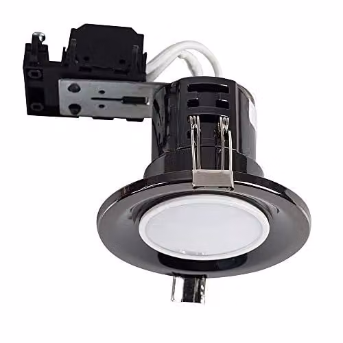ValueLights Modern Black Chrome LED Fire Rated Ceiling Downlight Fitting, Pack of 6