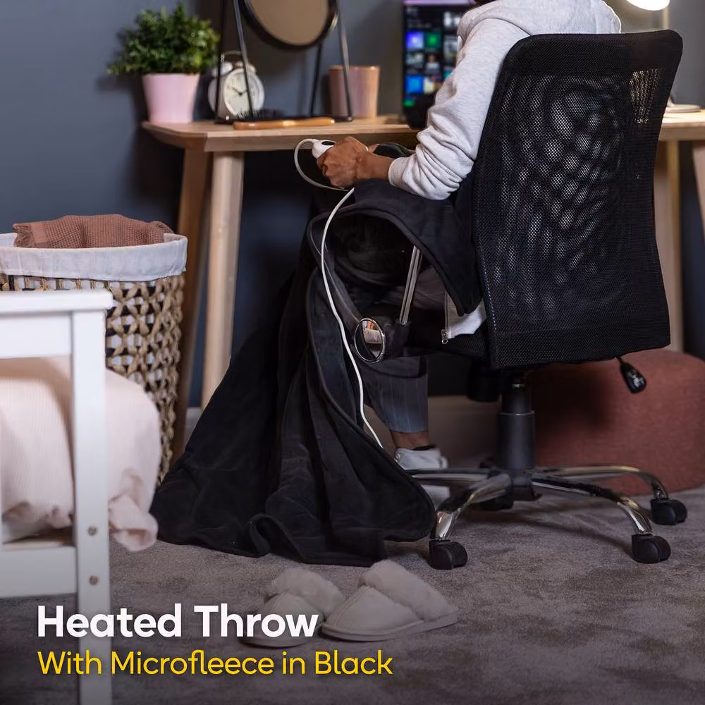 Russell Hobbs Microfleece Electric Heated Throw in Black, W/D/H: 180 x 130 cm – 3