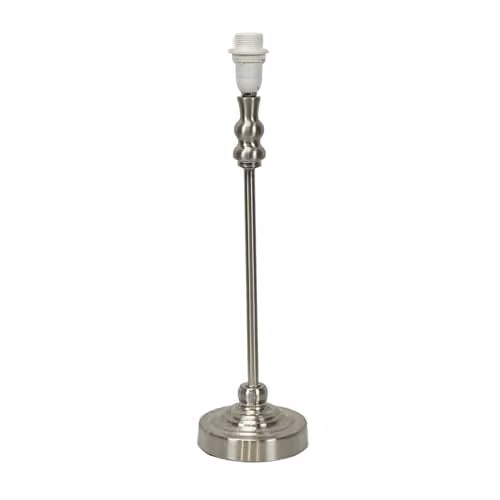 ValueLights Maggie Metal Candlestick Slim Table Lamp Base in Silver and Chrome, H 42.0 cm x W 11.0 cm x D 11.0 cm