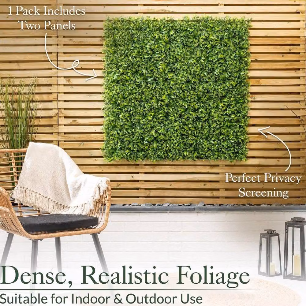 NESTLUNE Artificial Hedge Green Living Wall Panels Fence Covering W: 100 cm, H: 15 cm – 4