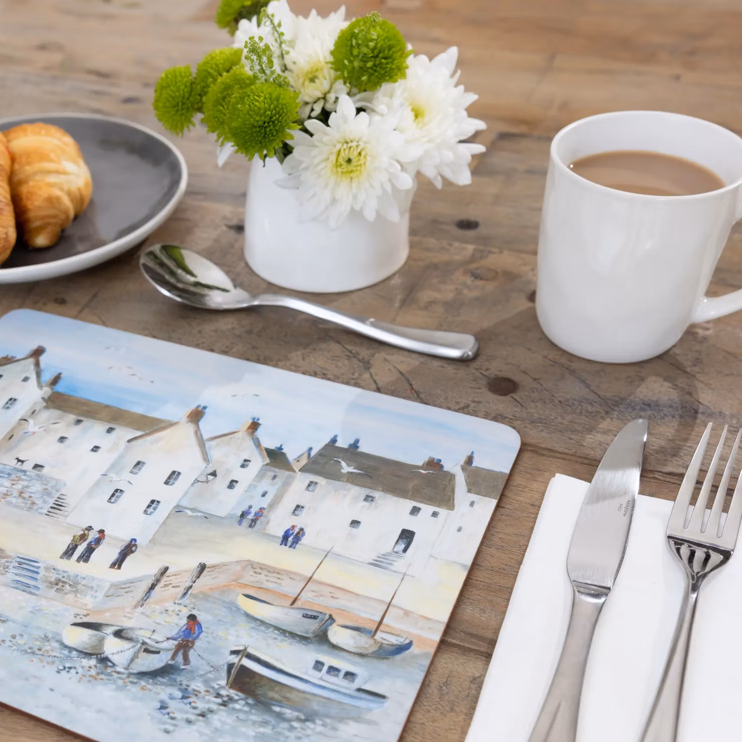 Creative Tops Cornish Harbour 4-Piece Set of Cork Backed Rectangular Placemats, W: 30 cm, D: 22.8 cm, Multicolour – 3