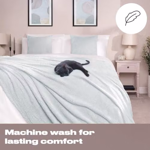 OHS Reversible Teddy Fleece Duvet Cover and Pillowcase Set in Blue and Grey, W/D/H: 135 x 200 cm – 2