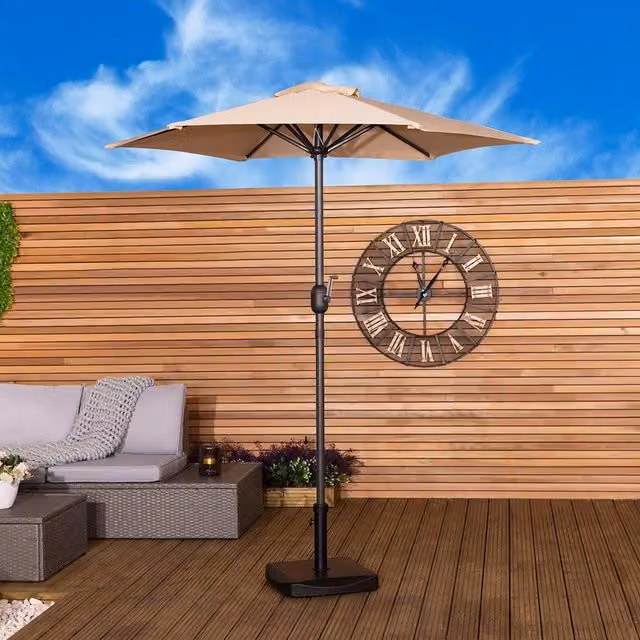 Charles Bentley Beige Market Garden Parasol with Crank Function, 2m Diameter