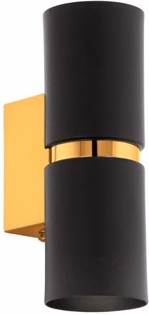 Eglo Passa Cylindrical LED Up and Down Wall Light in Black and Gold