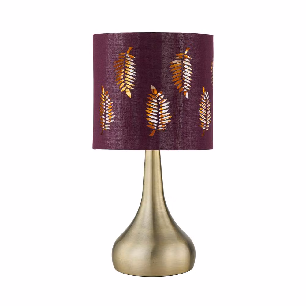 First Choice Lighting Romana Set of 2 Antique Brass Touch Table Lamps with Burgundy Fabric Shades – 2