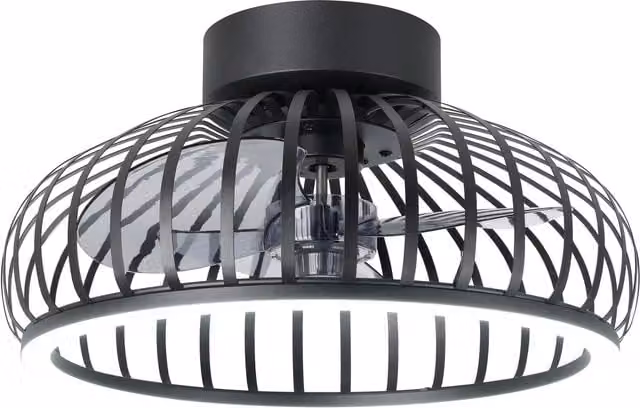 Eglo Mogano Modern LED Ceiling Light with Fan in Black Metal