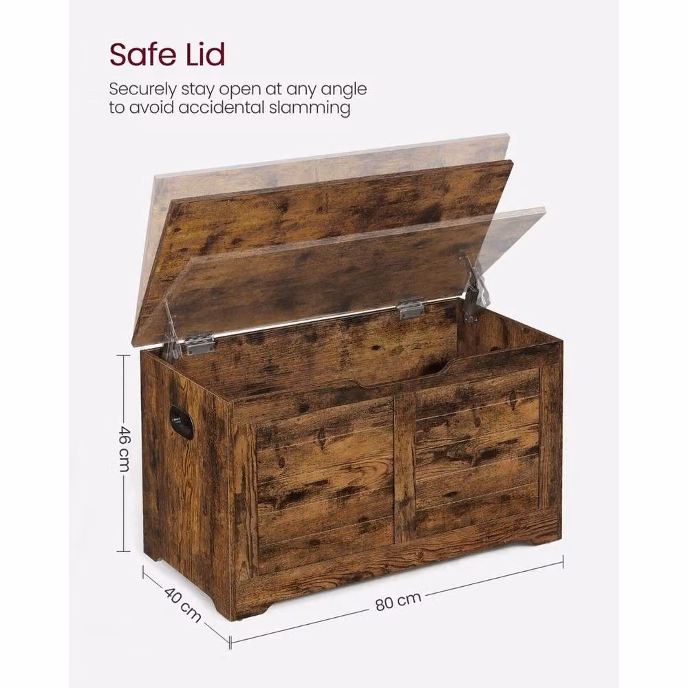 KORVIXA Brown Rustic Wood Storage Chest and Blanket Box W/D/H: 100 x 46 x 46 cm – 2