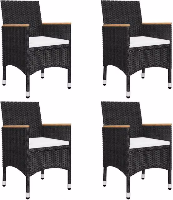 Berkfield Home 5 Piece Modern Garden Dining Set with Acacia Wood and Powder Coated Steel in Black