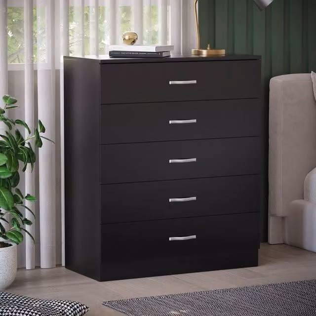HD Designs Riano 5 Drawer Chest of Drawers in Matt Black