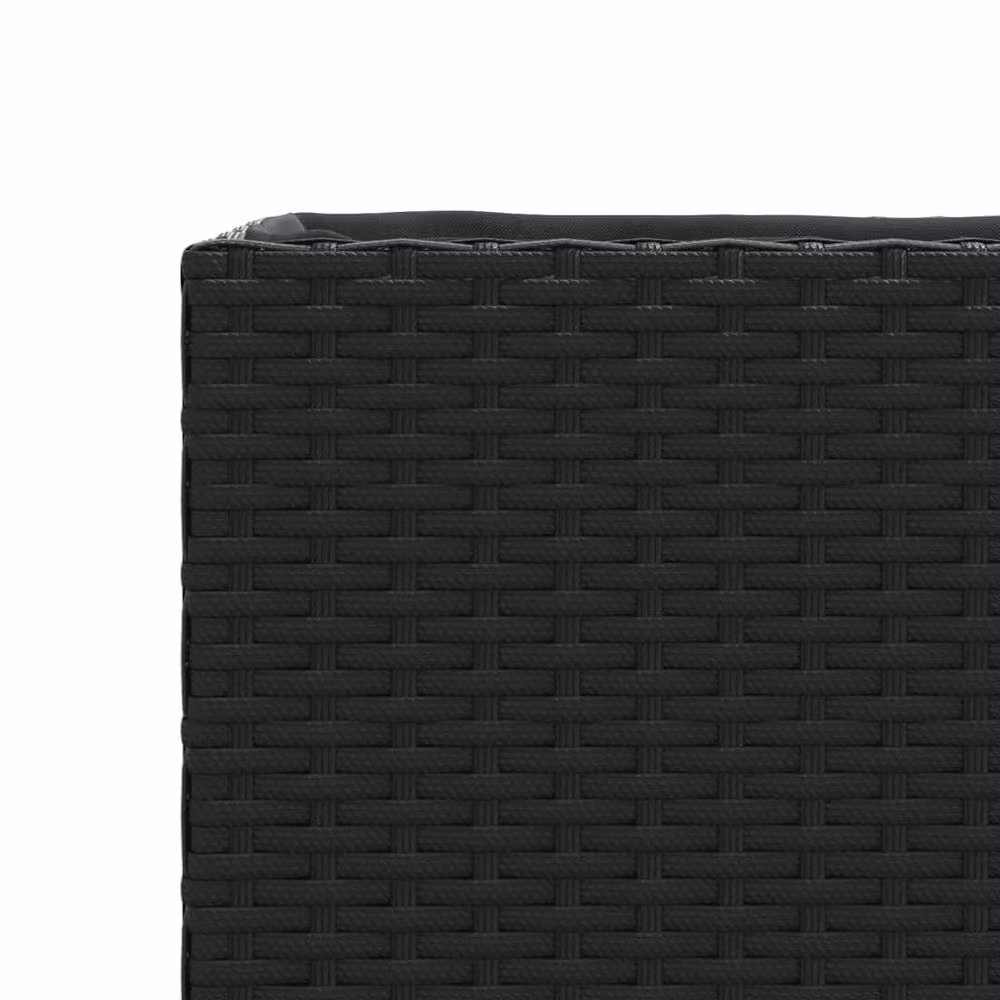 Berkfield Home Garden Planters with 2 Pots, Black Poly Rattan, W/D/H: 90 x 20 x 40 cm – 7