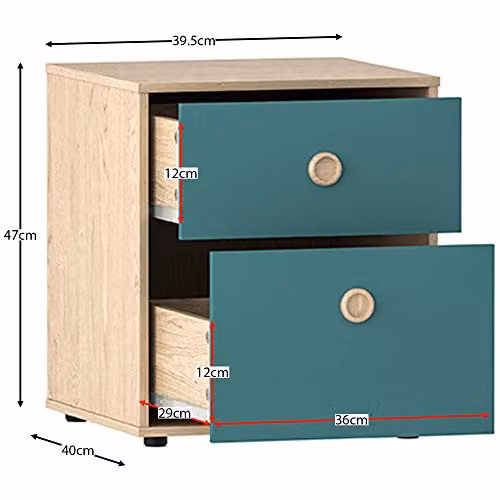 Junior Vida Neptune 3 Piece Childrens Bedroom Furniture Set in Blue and Oak MDF – 2