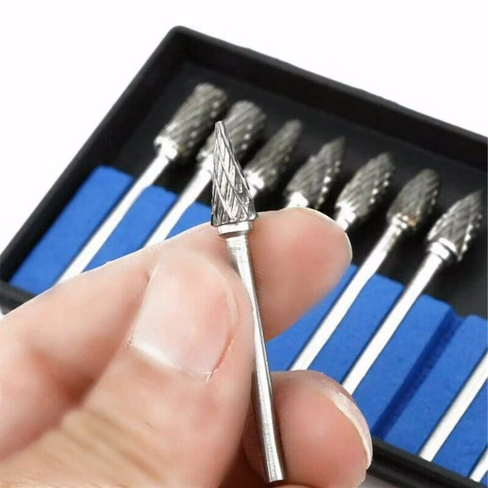 NESTLUNE 10-Piece Tungsten Carbide Steel Rotary Burr Bits, 3mm, Silver – 6