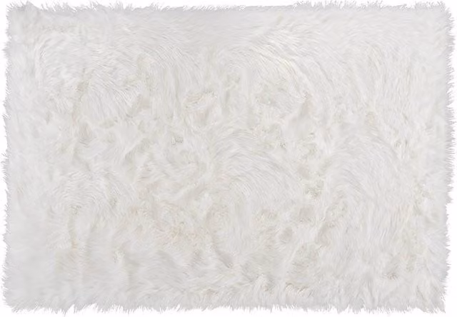 Vente-unique White Imitation Sheepskin Faux Fur Rug, W/D/H: 120 x 170 x 4 cm