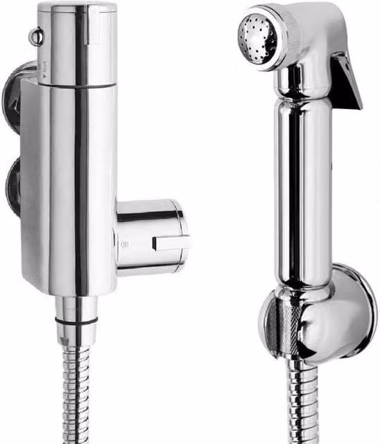 Nestlune Mini Brass Modern Vertical Thermostatic Chrome Shower in Silver