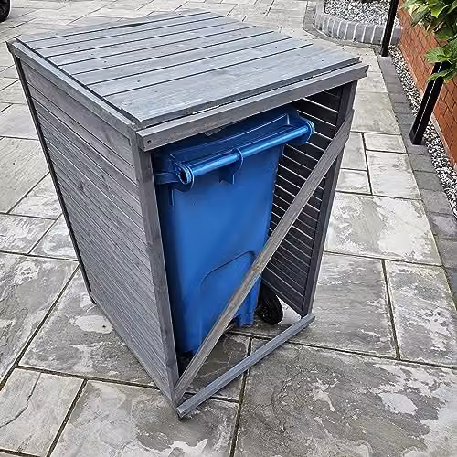 Samuel Alexander Grey Wooden Outdoor Garden Wheelie Bin Store for 1 Bin, H 68 cm x W 114 cm – 6