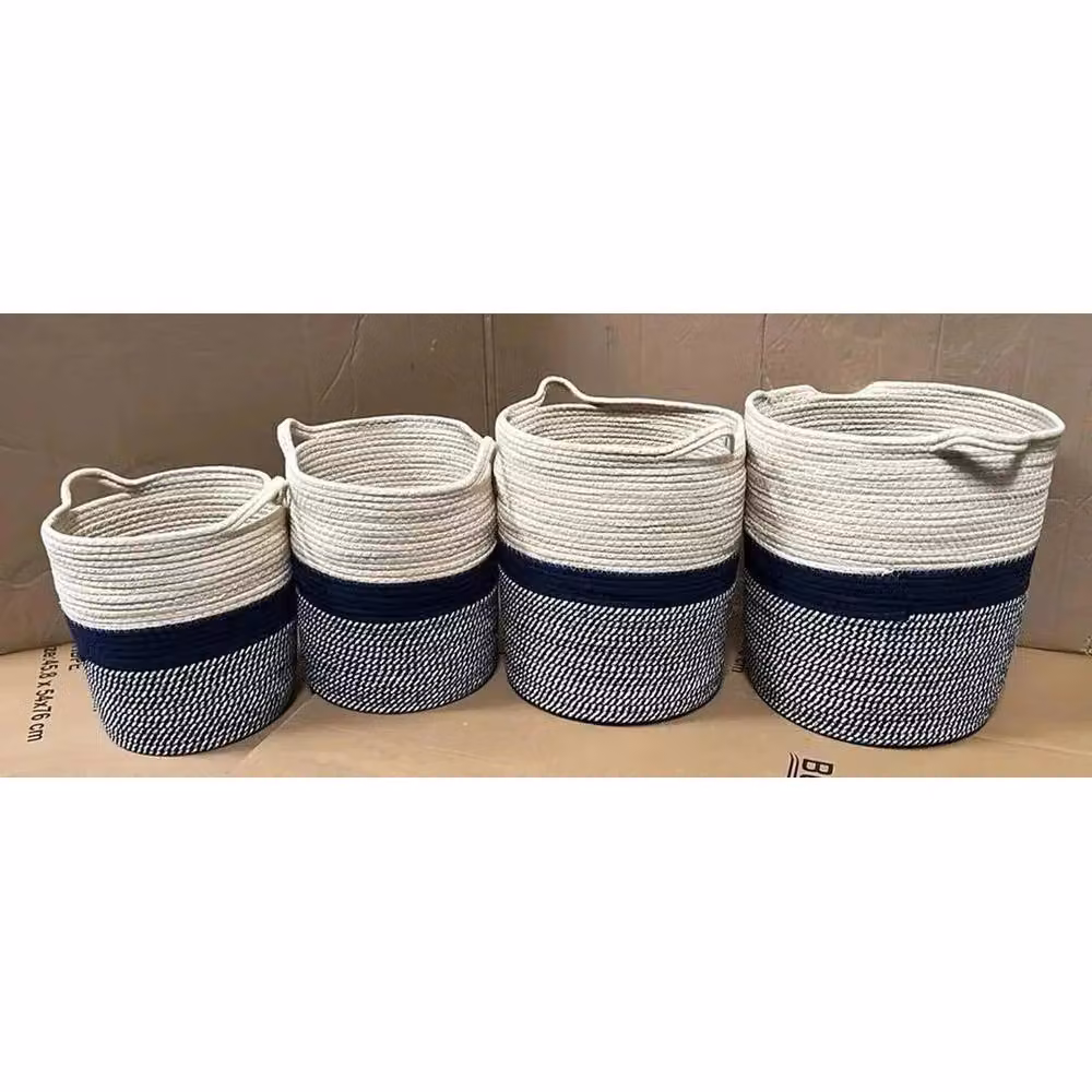 FORGEVIO Collapsible Large Cotton Rope Laundry Basket and Toy Storage in White – 5