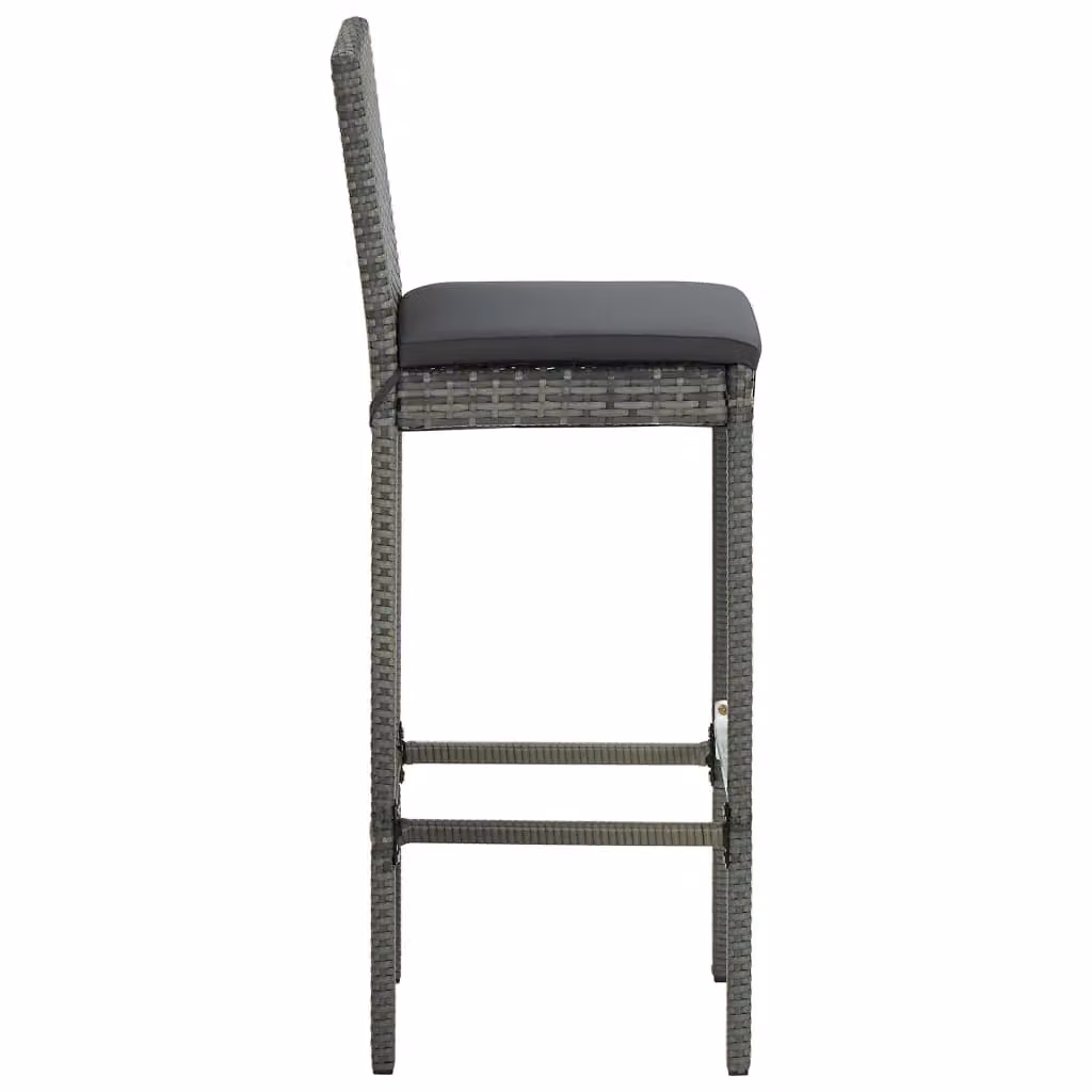 Berkfield Home 9 Piece Grey Poly Rattan Garden Bar Set with Acacia Wood and Cushions – 4