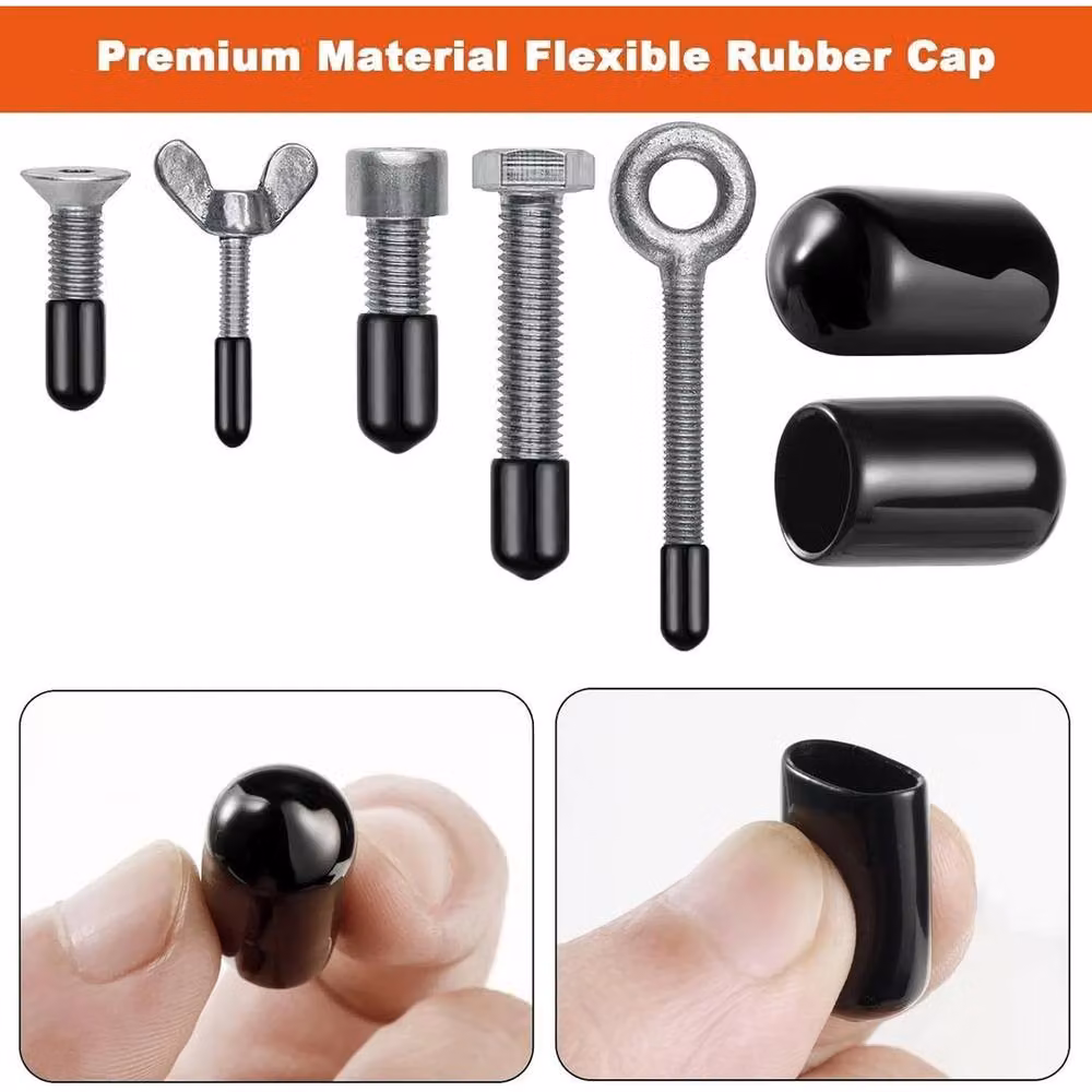 SPETLEK 250 Pieces of Black Round Rubber End Caps in 11 Sizes – 2