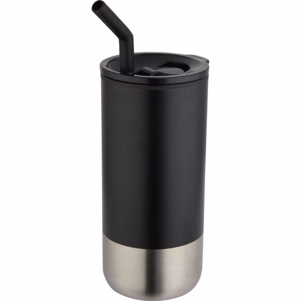 Floso Grayson Plain Black Tumbler, 480ml – 3