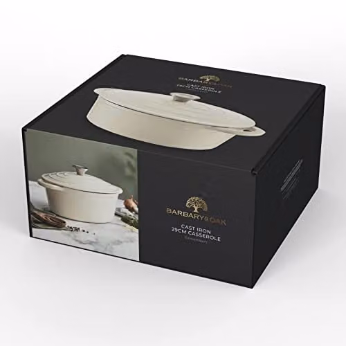 Barbary & Oak Oval Cast Iron Casserole Dish with Enamel Interior, 29 cm, Camembert Cream – 8