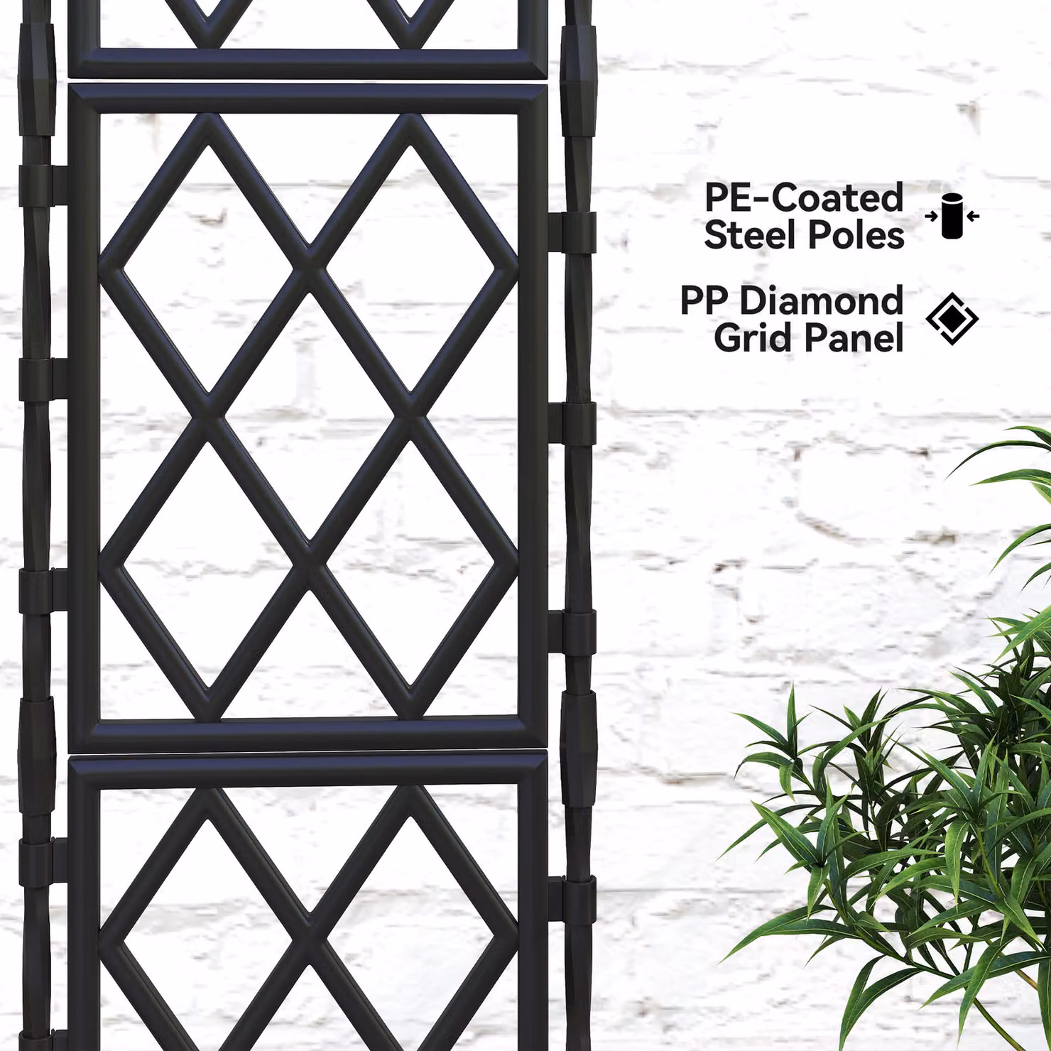 Outsunny Foldable Garden Trellis Lattice Climbing Support in Black, W: 85 cm, H: 197 cm – 5