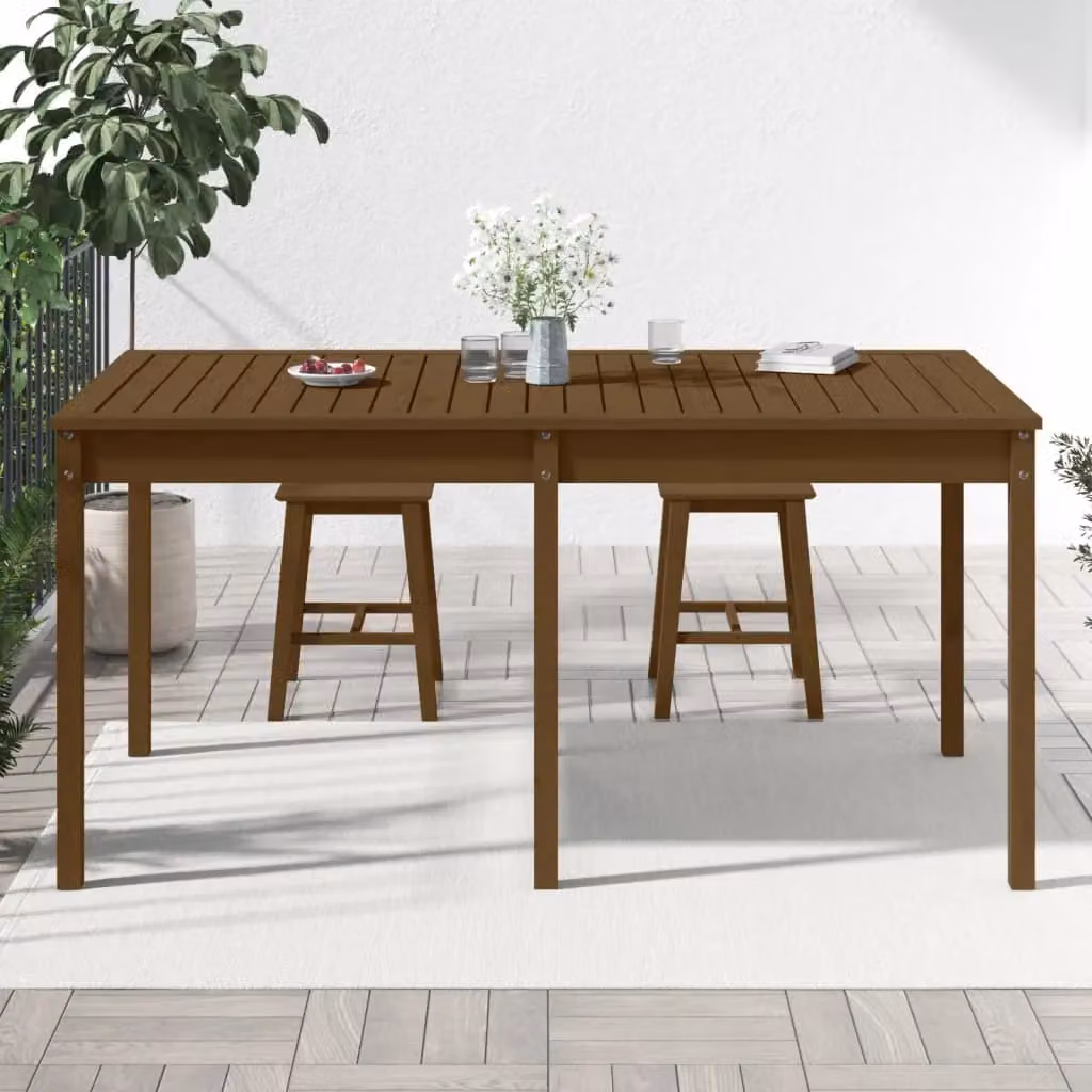 Berkfield Home Rustic Solid Wood Pine Garden Table, Honey Brown, W: 159.5 cm, D: 82.5 cm, H: 76 cm – 3