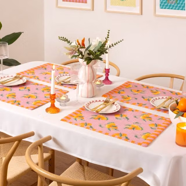 Terrys Set of 4 Pink Striped Rectangular Indoor Outdoor Placemats, W: 46 cm, D: 36 cm – 1