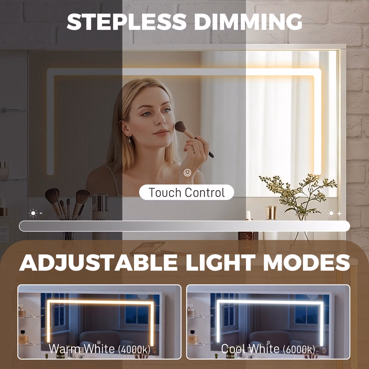 HOMCOM L-Shaped Dressing Table with LED Mirror, Stool and Drawers in White and Gold – 3
