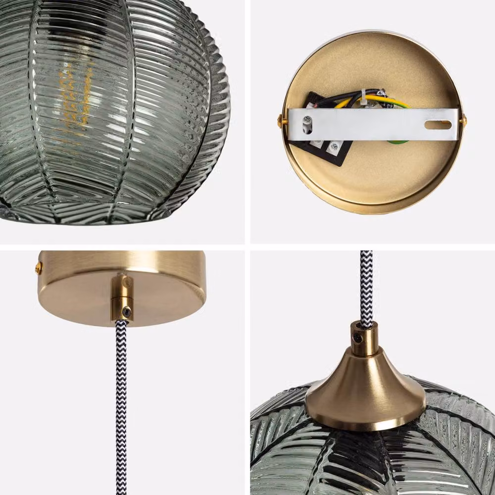 Sweekeek Green and Gold Metal and Glass Modern Indoor Pendant Light, Diameter: 20 cm – 3