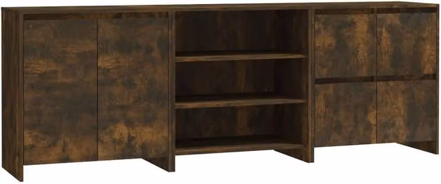 Berkfield Home 3 Piece Smoked Oak Sideboard in Brown Engineered Wood – 1