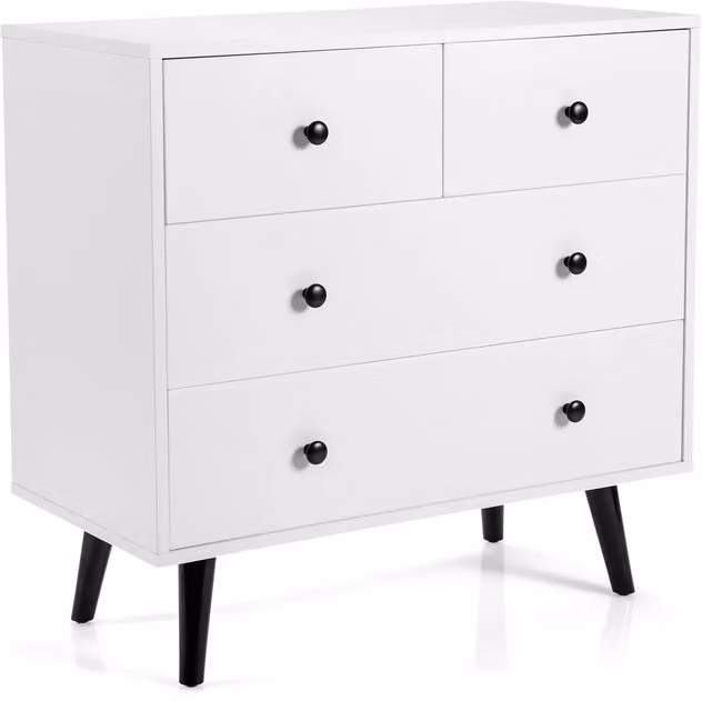 Costway Modern 4-Drawer Wooden Storage Chest Cabinet in White – 1