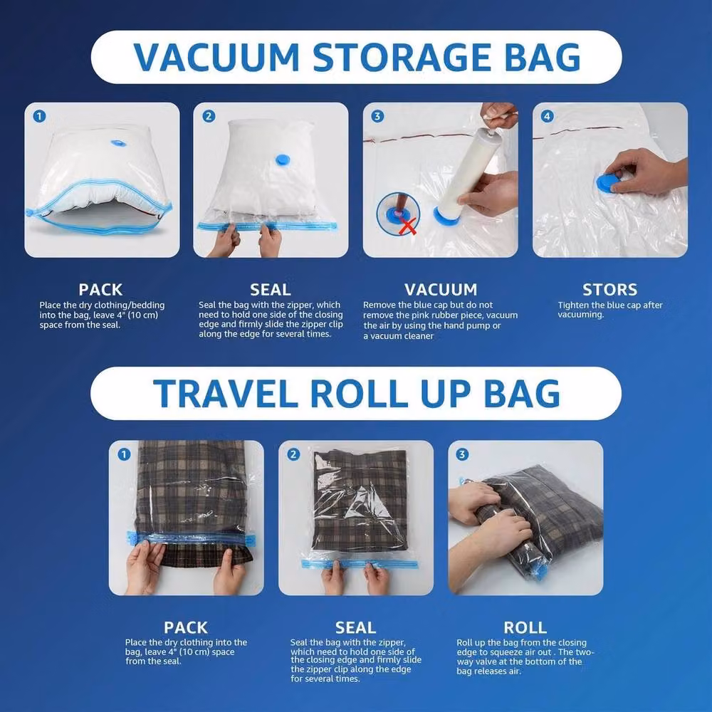 NESTLUNE Vacuum Storage Compression Bags for Clothes and Bedding, Clear, W/D/H: 50 x 50 x 50 cm – 4