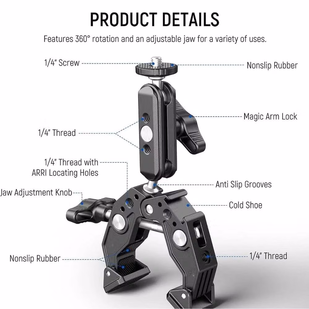 SPETLEK Dual Ball Camera Phone Holder Adapter for Bikes, Black – 3