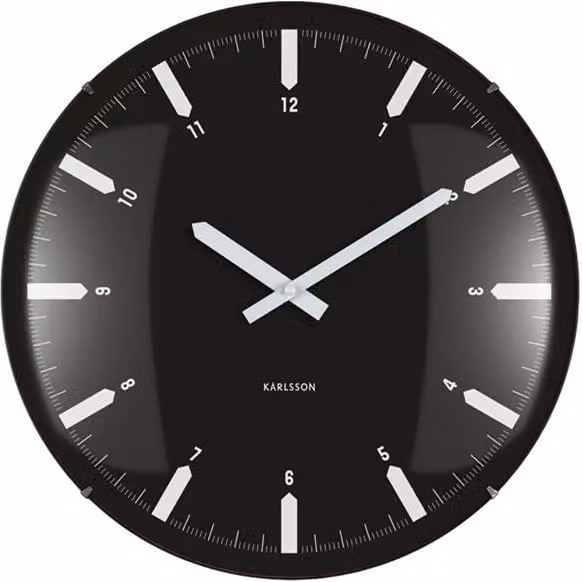 PRESENT TIME Karlsson Round Analog Wall Clock in Black with Realista Dome – 1