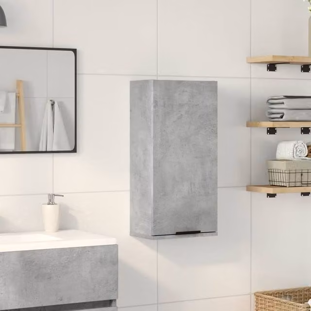 Berkfield Home Wall-mounted Bathroom Cabinet in Concrete Grey, W/D/H: 32 x 20 x 67 cm