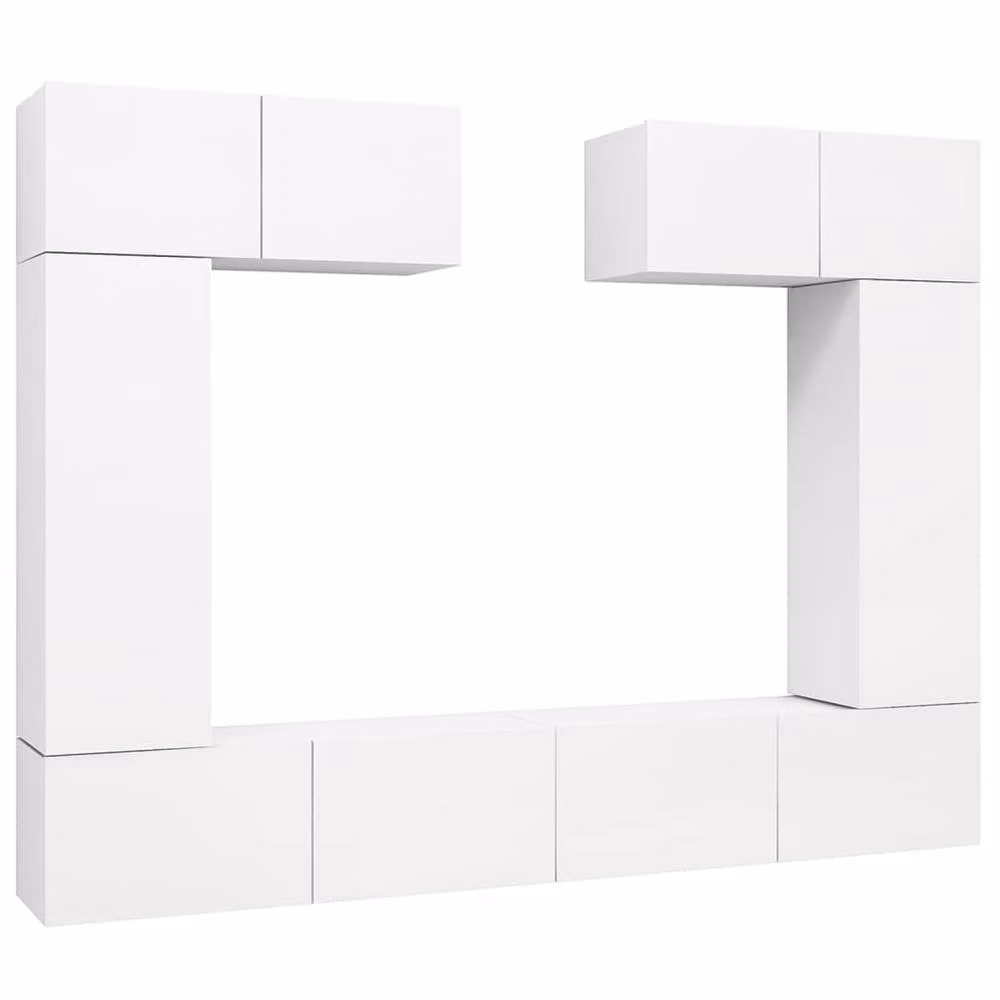Berkfield Home 6 Piece Modern White Engineered Wood TV Cabinet Set for your Living Room – 2