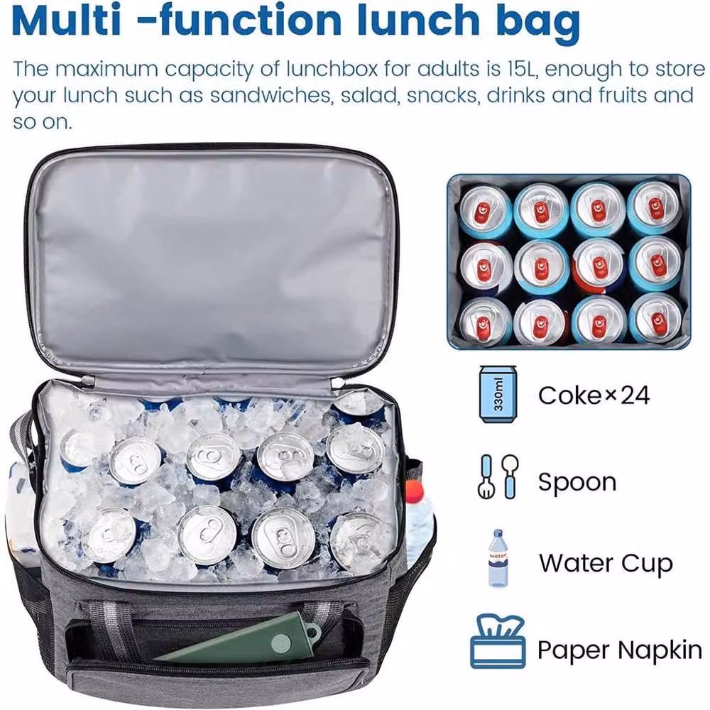EONLION 15L Thermal Cooler Bag for Hot and Cold Food in Grey – 5