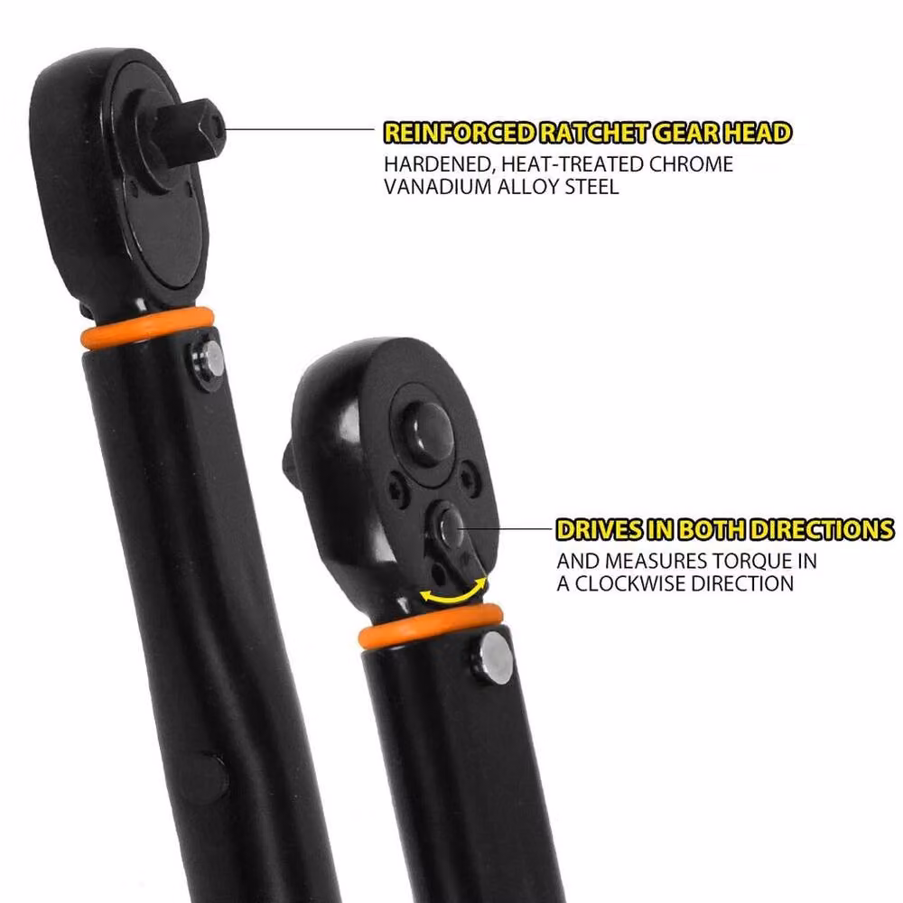 NESTLUNE Calibrated 1/4" and 3/8" Square Drive Ratchet Torque Wrench in Black – 5