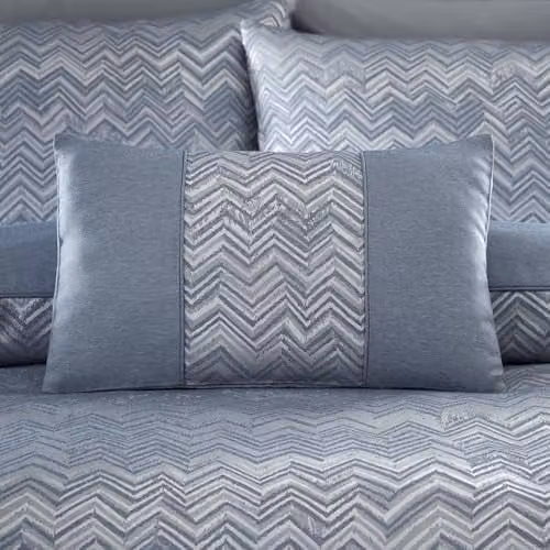 Portfolio Home Antibes Chevron Waves Blue Rectangular Boudoir Cushion W/H: 50 x 32 cm