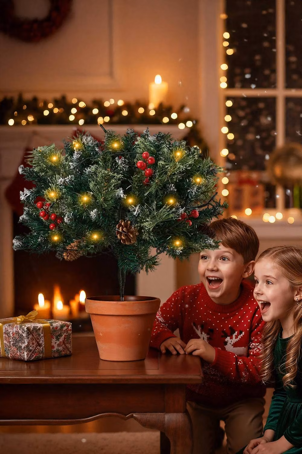 Living and Home Set of 2 Green Artificial Christmas Urn Filler Decorations with Ground Stakes – 2